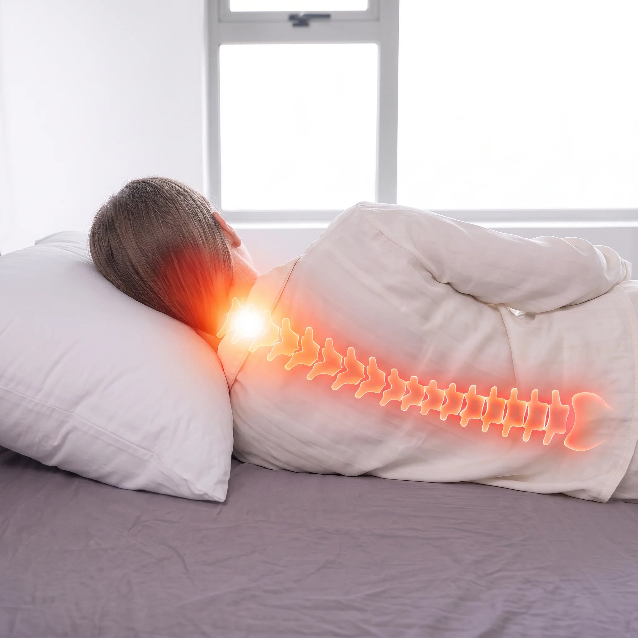 Side view of a flat pillow leaving a gap beneath the neck